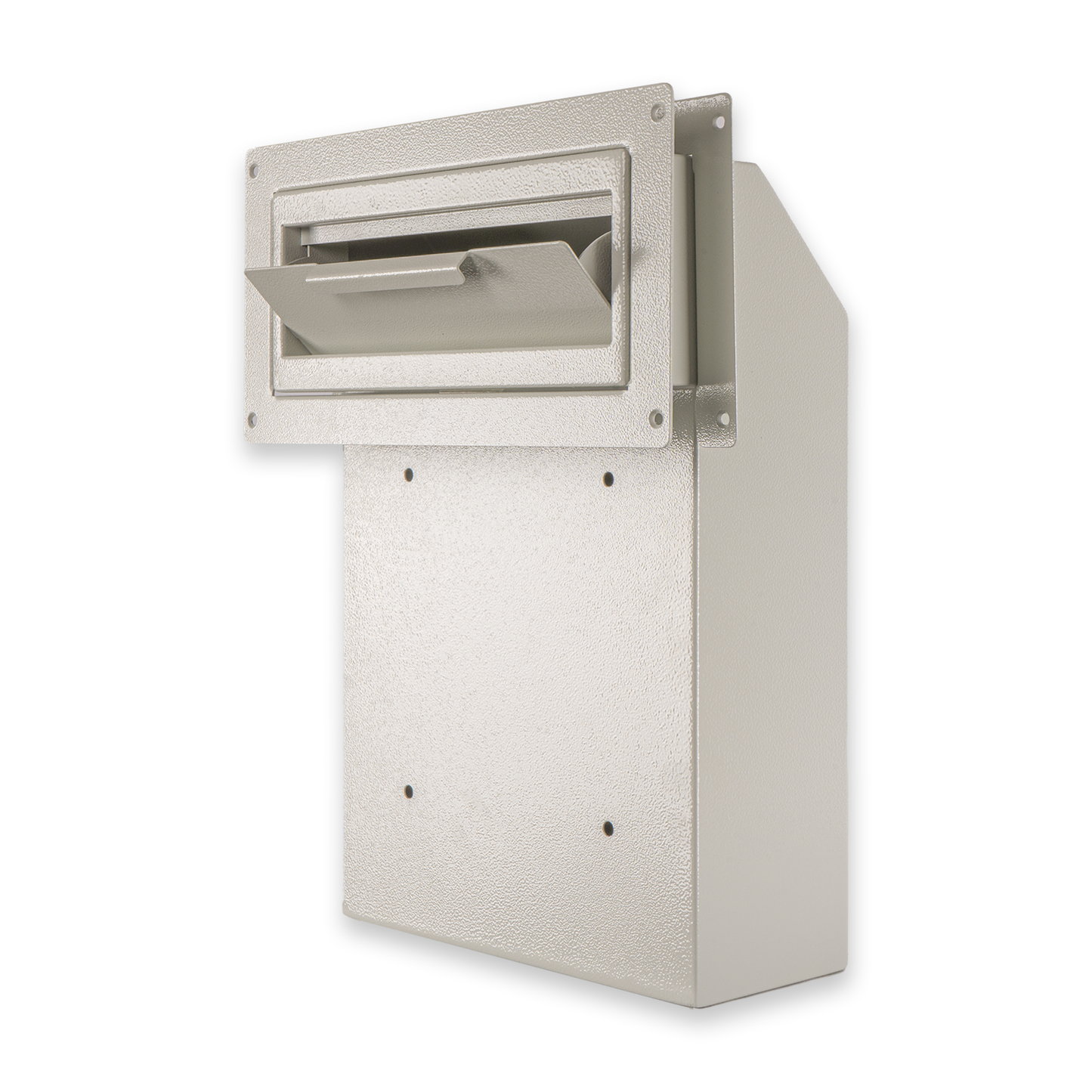 M-D1A-W - Door Drop Box for Mail, Rent, Deposit, and Night Key - Through The Door Locking Steel Mailbox with Rear Access | 9.75” L x 4.25” W x 14.75” H (White)