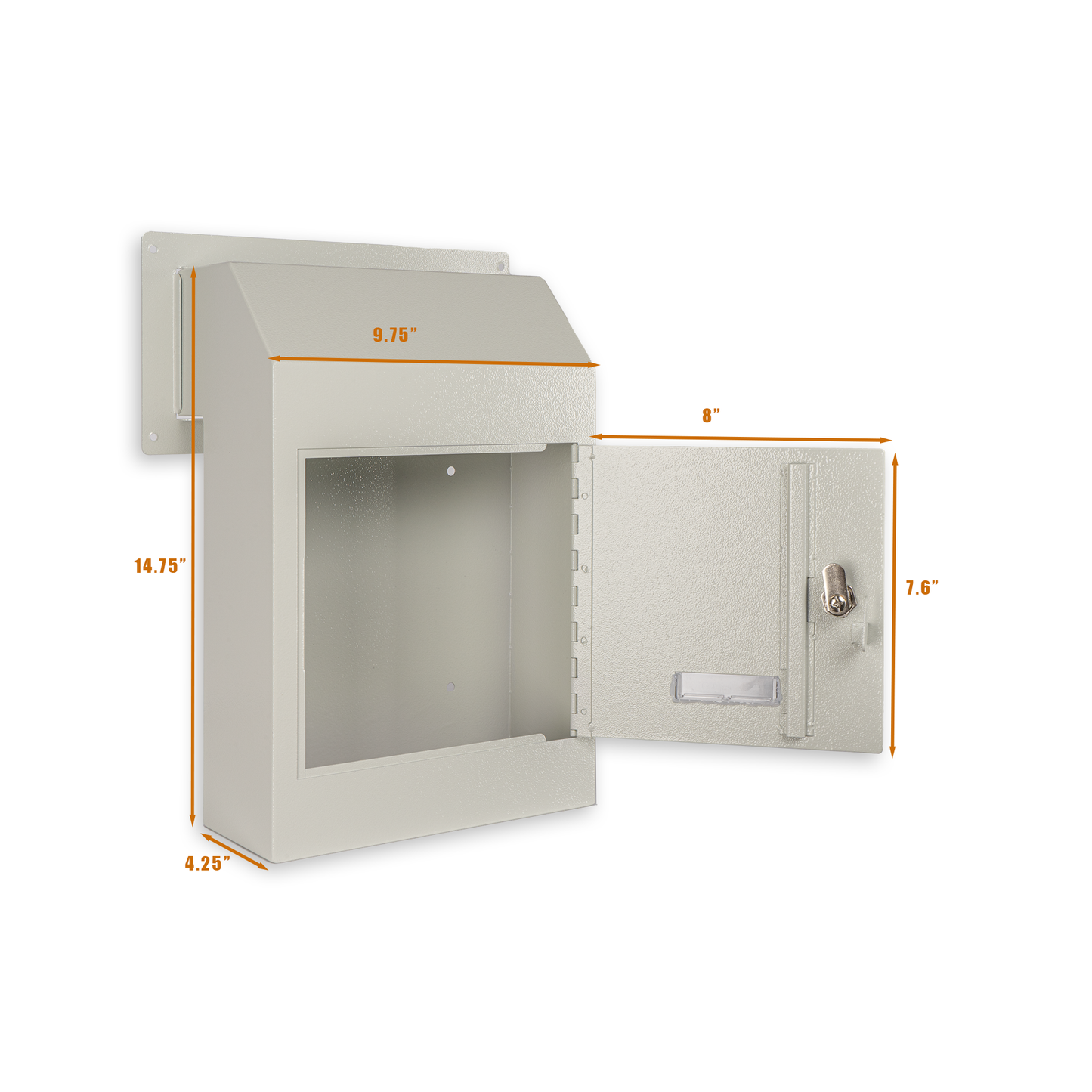 M-D1A-W - Door Drop Box for Mail, Rent, Deposit, and Night Key - Through The Door Locking Steel Mailbox with Rear Access | 9.75” L x 4.25” W x 14.75” H (White)