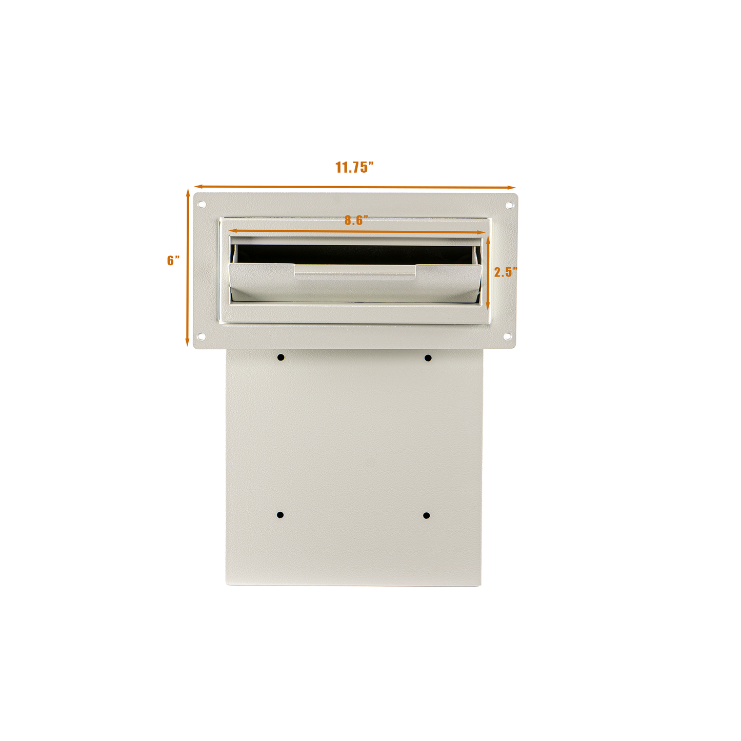 M-D1A-W - Door Drop Box for Mail, Rent, Deposit, and Night Key - Through The Door Locking Steel Mailbox with Rear Access | 9.75” L x 4.25” W x 14.75” H (White)