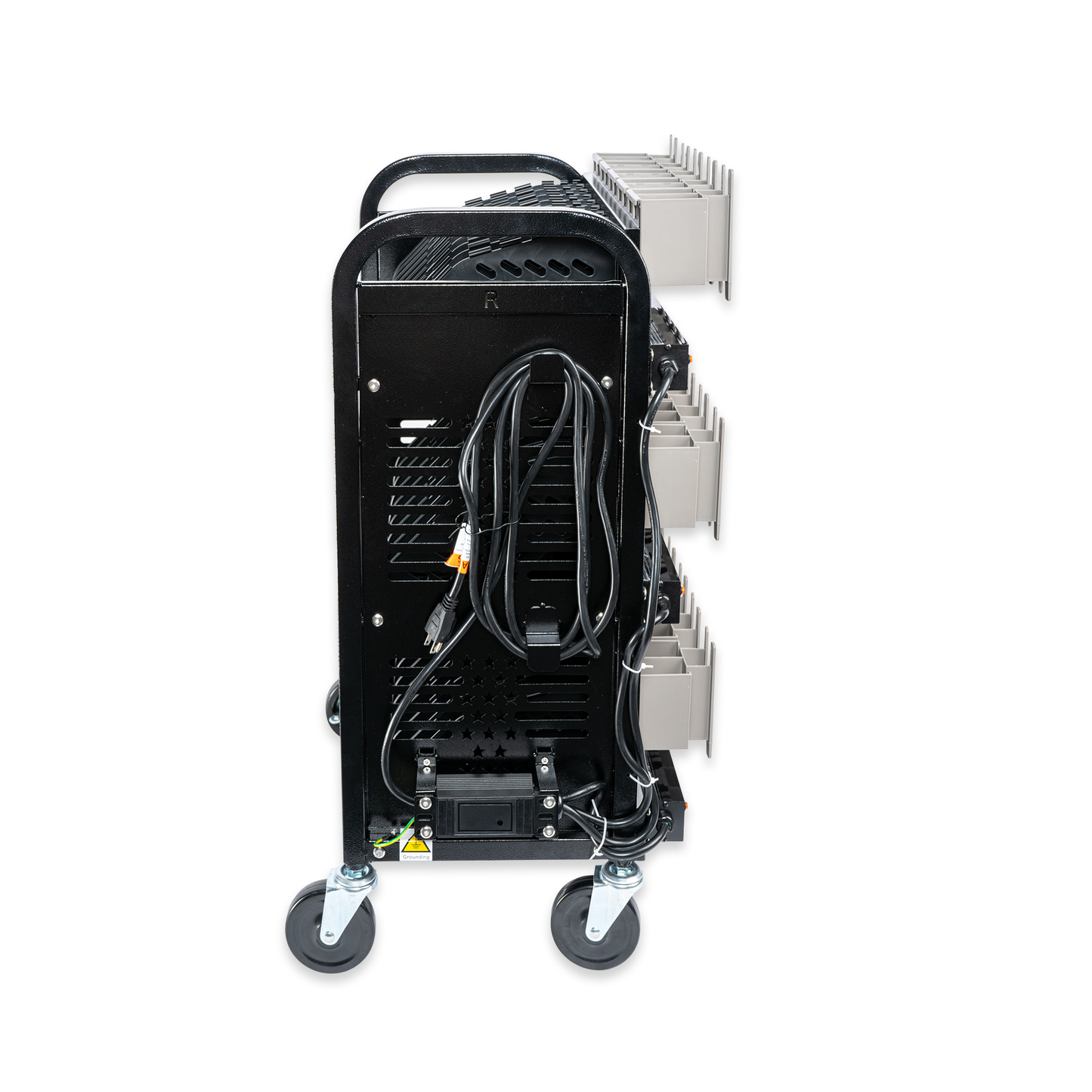 M-C30D-H - 30-Unit Mobile Charging Cart-Open Charging Station Rack for 14-inch Chromebooks and Tablets-Tablet Organizer Station with Cable Management and Charger Organization(Black)