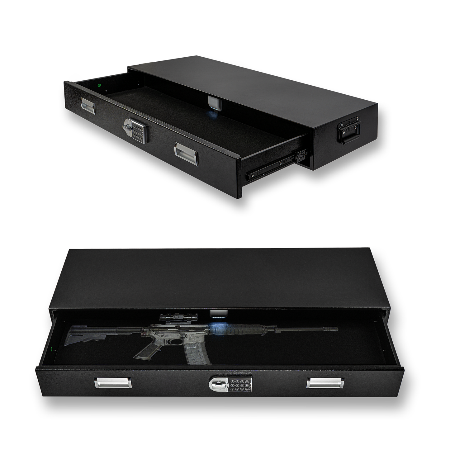 M-G3-H - Under Bed Gun Safe Drawer for AR Rifle - Long Storage Case for Car Trunk Gun Storage - Rifle Safes for Home Rifle and Pistols, Horizontal and Vertical Gun Safe | 43.3āāL x 13.8''W x 5''D