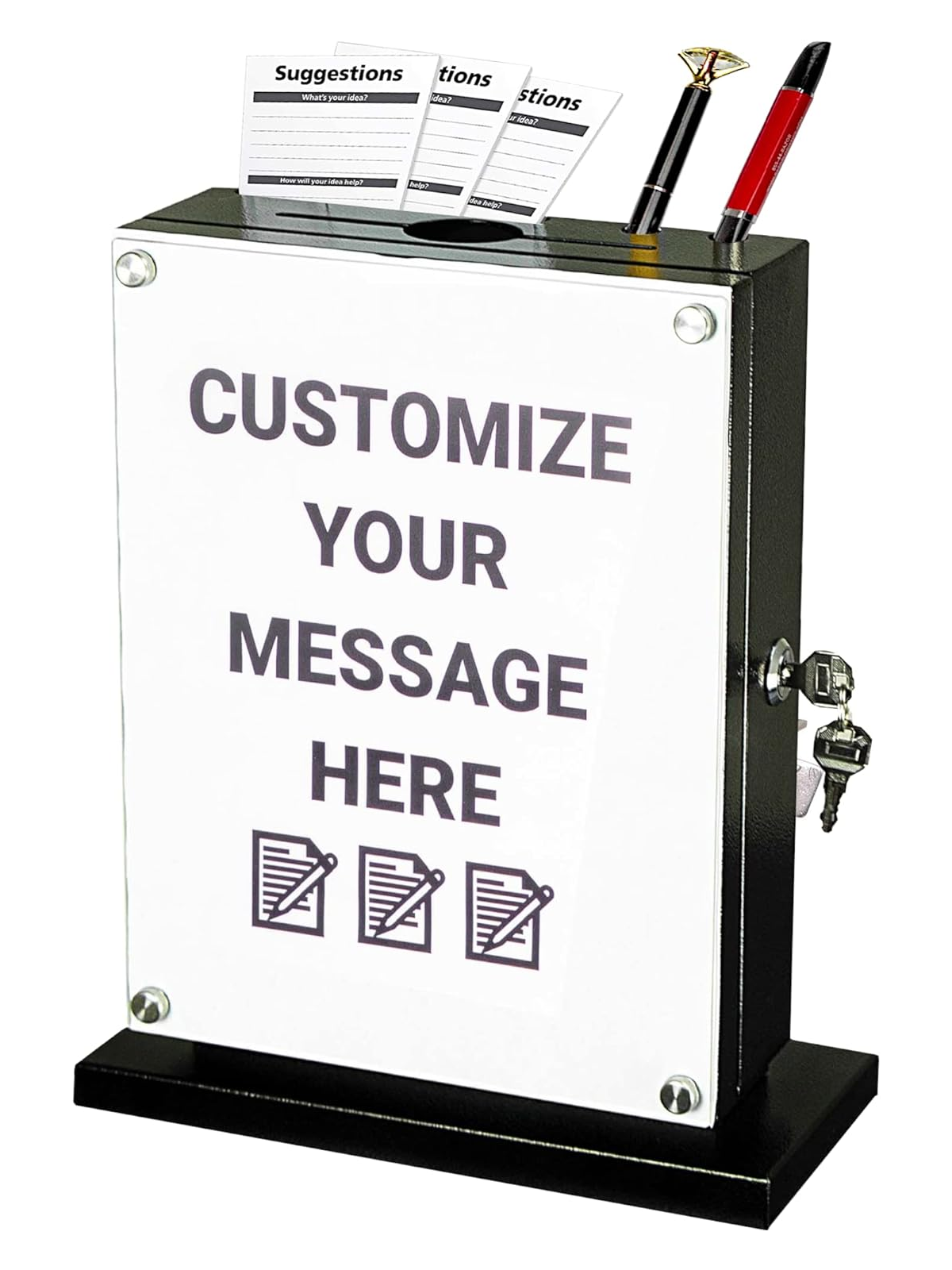 M-D7-H - Suggestion Box with Lock with Wall Mount Option - Use as Offering Box, Tithe Box, Prayer Request Box, Tip Box with Lock, Donation Box and Ballot Box