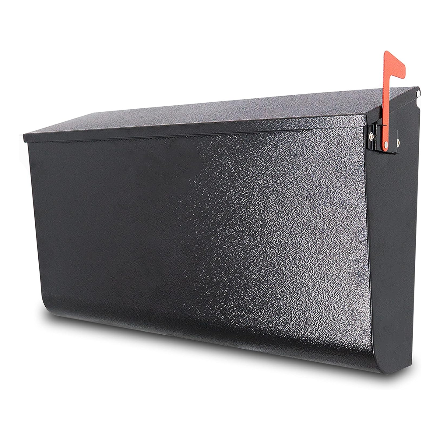 M-D5-H Rainproof Galvanized Steel Wall Mount Mailbox with Red Flag - Wall Mountable Large Hanging Mailboxes for Outside - Water Proof and Rust Proof Keyless Mailbox (16.3'' x 3.9'' x 9.6''), Black