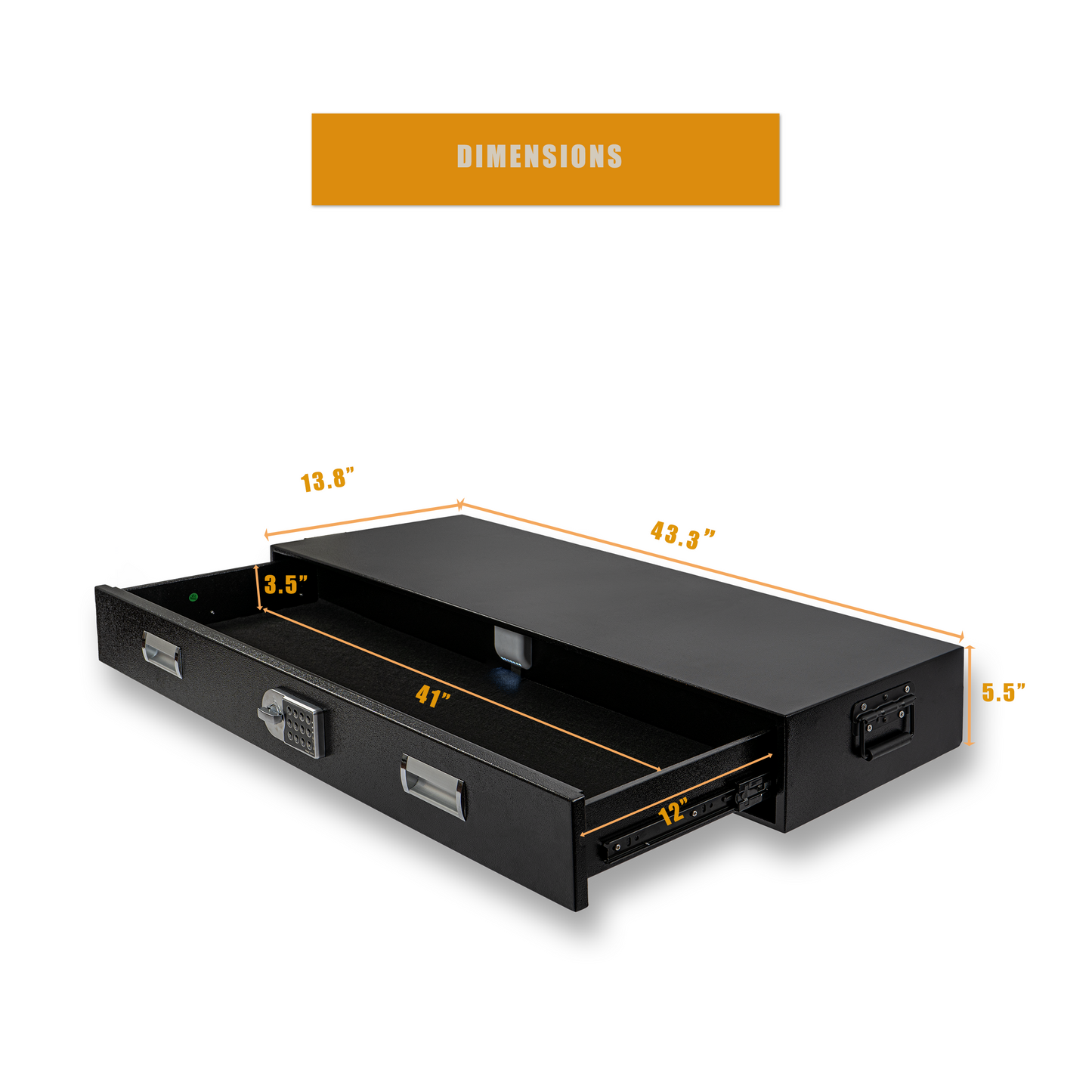 M-G3-H - Under Bed Gun Safe Drawer for AR Rifle - Long Storage Case for Car Trunk Gun Storage - Rifle Safes for Home Rifle and Pistols, Horizontal and Vertical Gun Safe | 43.3āāL x 13.8''W x 5''D