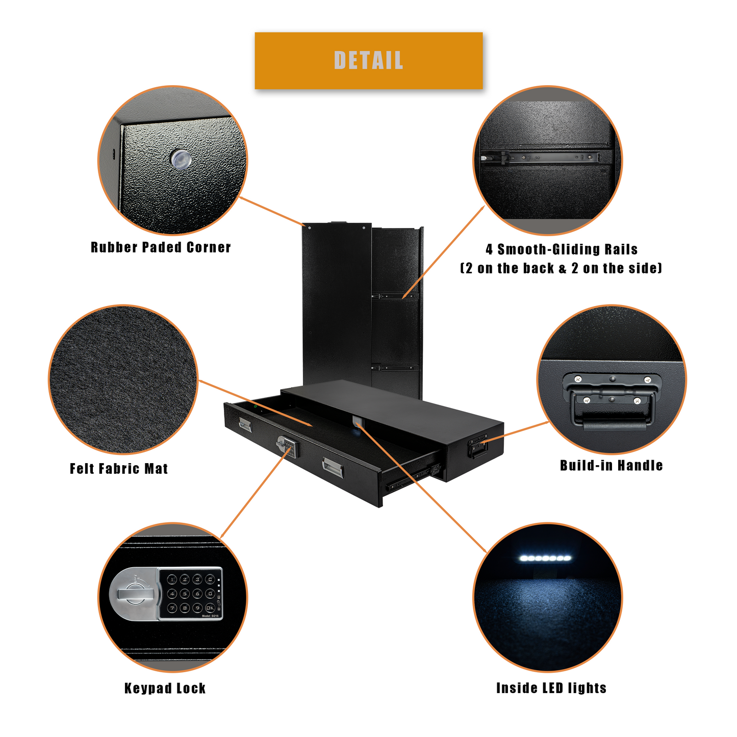 M-G3-H - Under Bed Gun Safe Drawer for AR Rifle - Long Storage Case for Car Trunk Gun Storage - Rifle Safes for Home Rifle and Pistols, Horizontal and Vertical Gun Safe | 43.3āāL x 13.8''W x 5''D