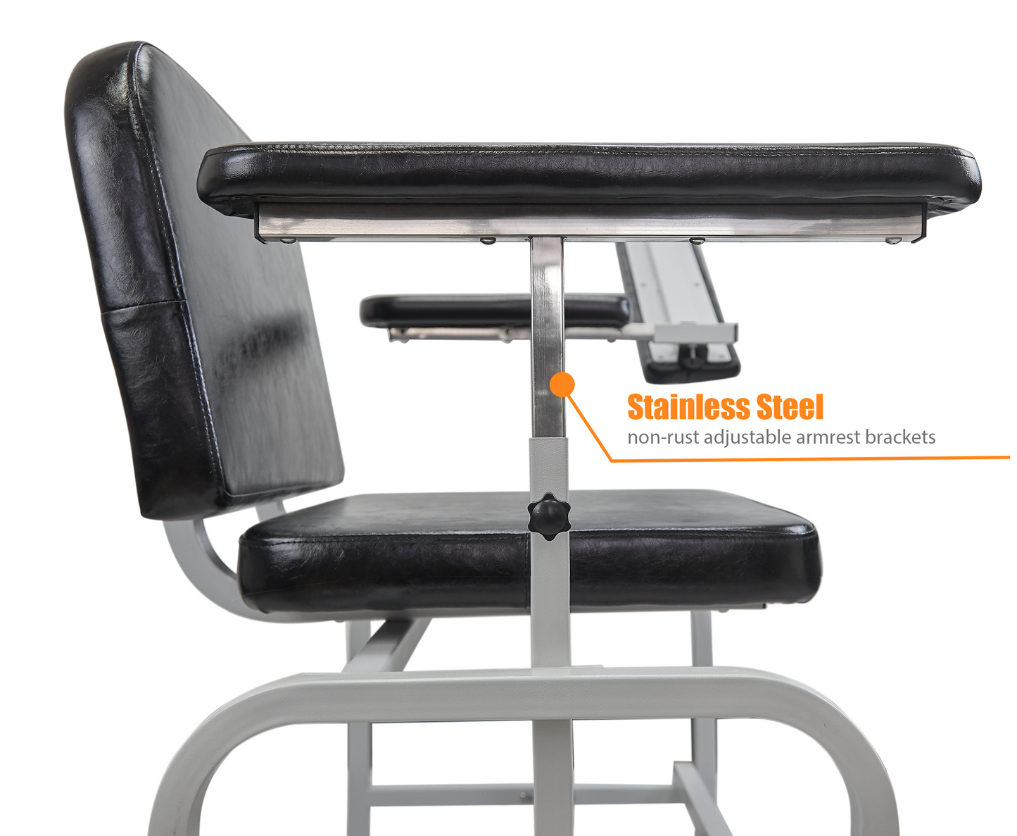 M-T10-H - Extra Large Padded Phlebotomy Chair with Adjustable Armrest and Steel Frame - Extra Large PU Leather Blood Drawing Chair for Hospital, Lab, and Medical Facilities