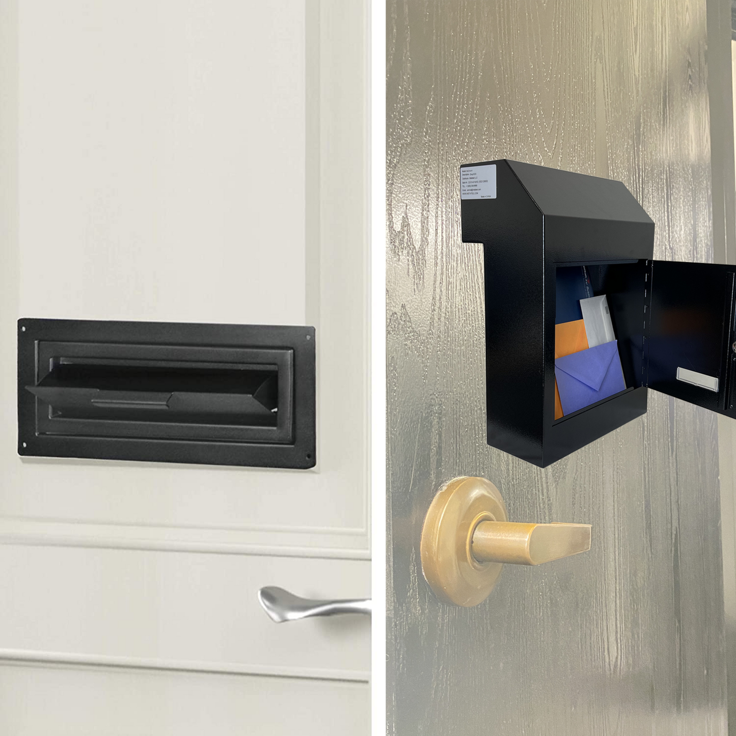 M-D1A-H - Door Drop Box for Mail, Rent, Deposit, and Night Key - Through The Door Locking Steel Mailbox with Rear Access | 9.75” L x 4.25” W x 14.75” H (Black)