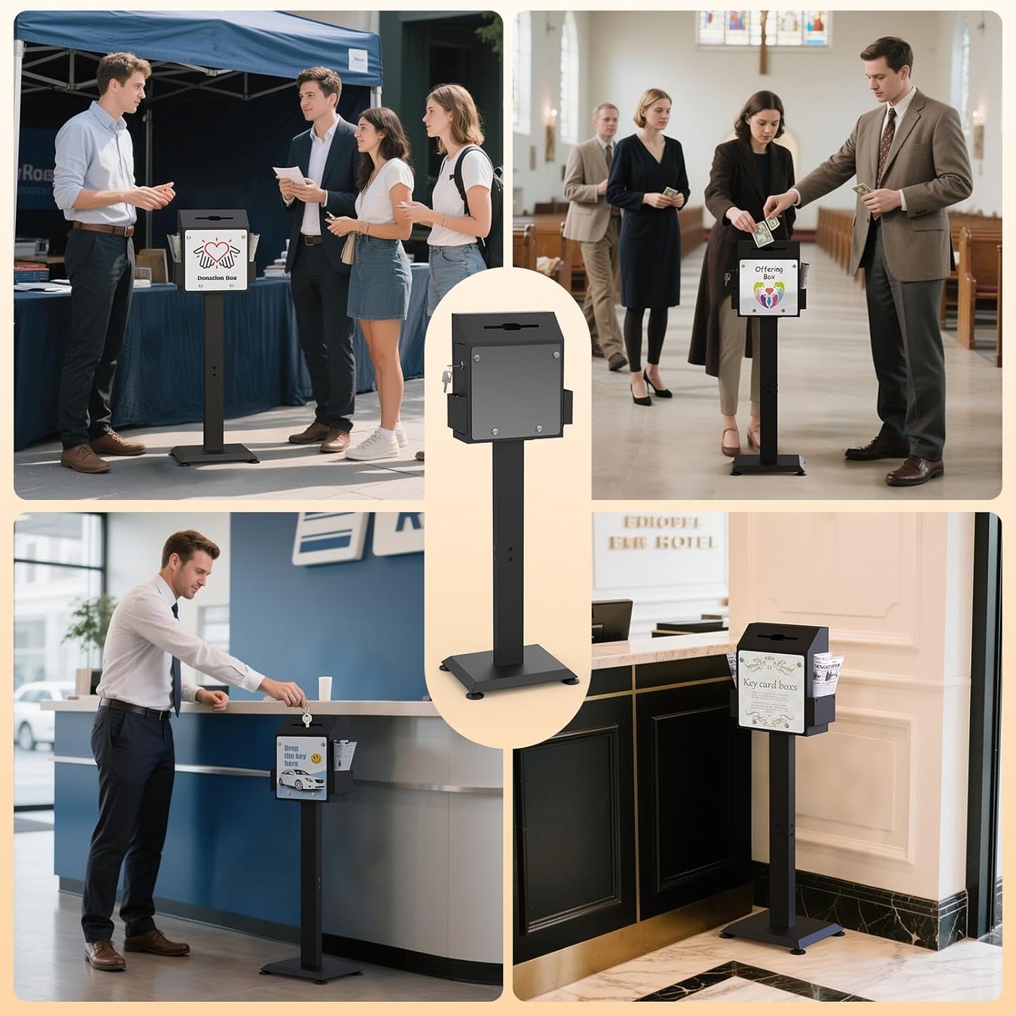 Metal Suggestion Box with Stand – Floor Standing, Locking Donation & Ballot Box