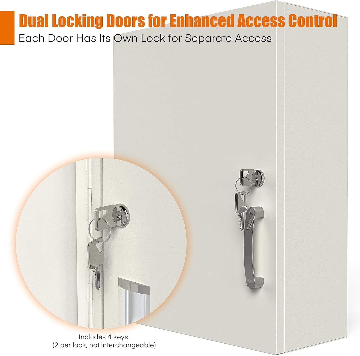 M-MC-8 - Locking Medicine Cabinet with Double Doors – Wall-Mount Steel Drug Cabinet