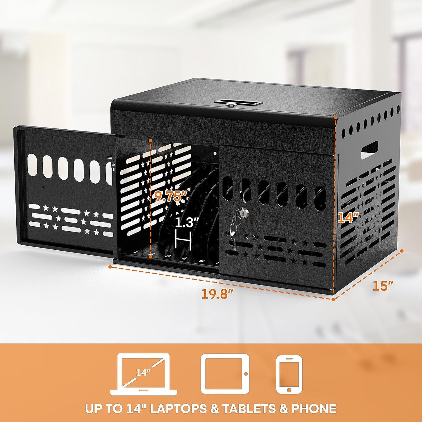 12-Devices Portable Charging Station – Lockable, Surge Protected, for Tablets & Laptops