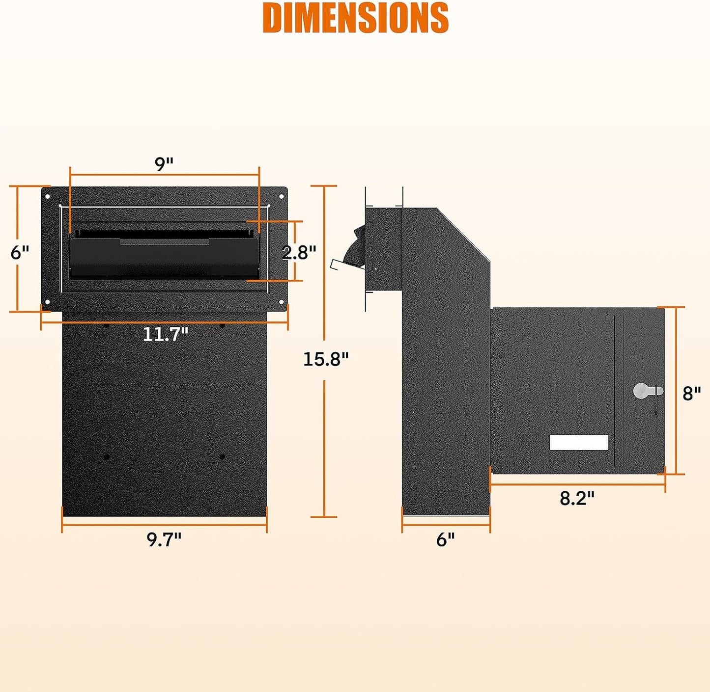 Door Drop Box with Lock and Rear Access – Steel Through-Door Mailbox