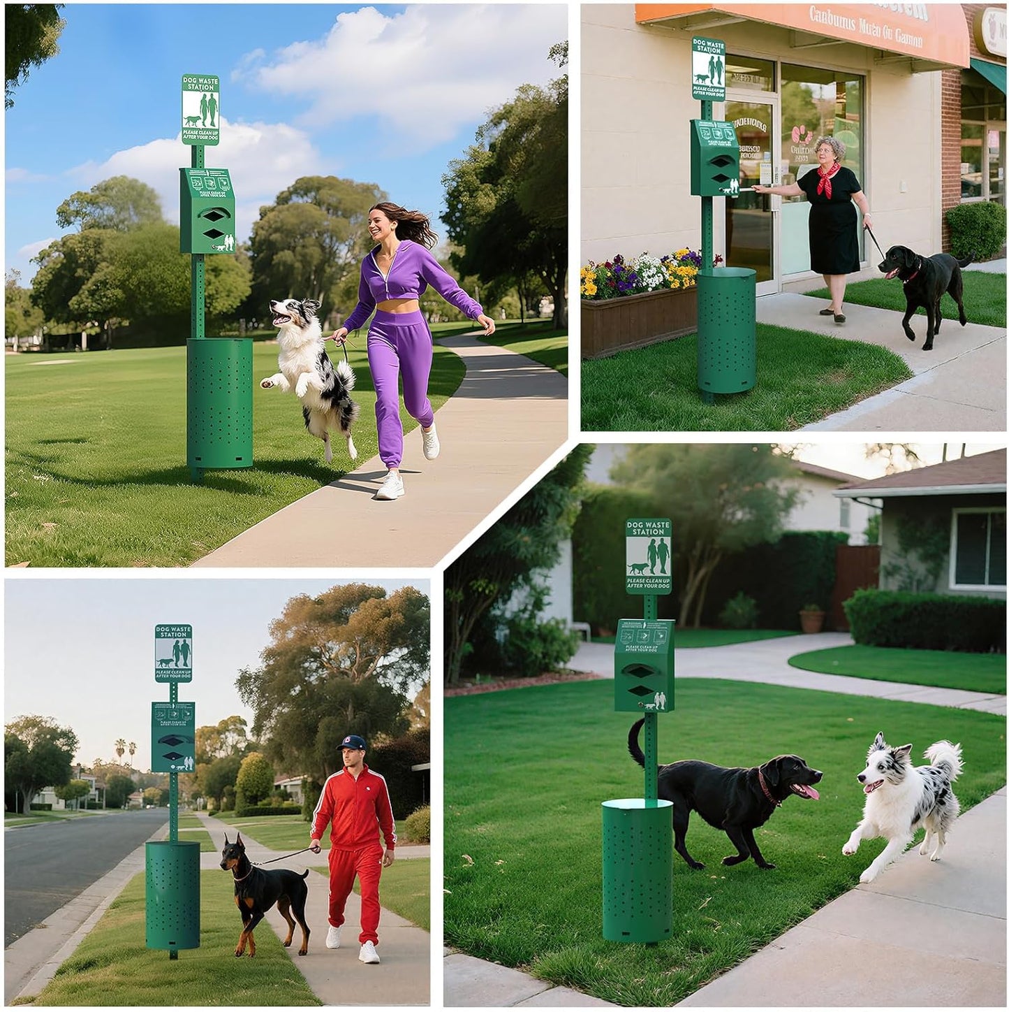 Aluminum Dog Waste Station – 10-Gallon Rustproof Outdoor Bin with Lock & Reflective Sign