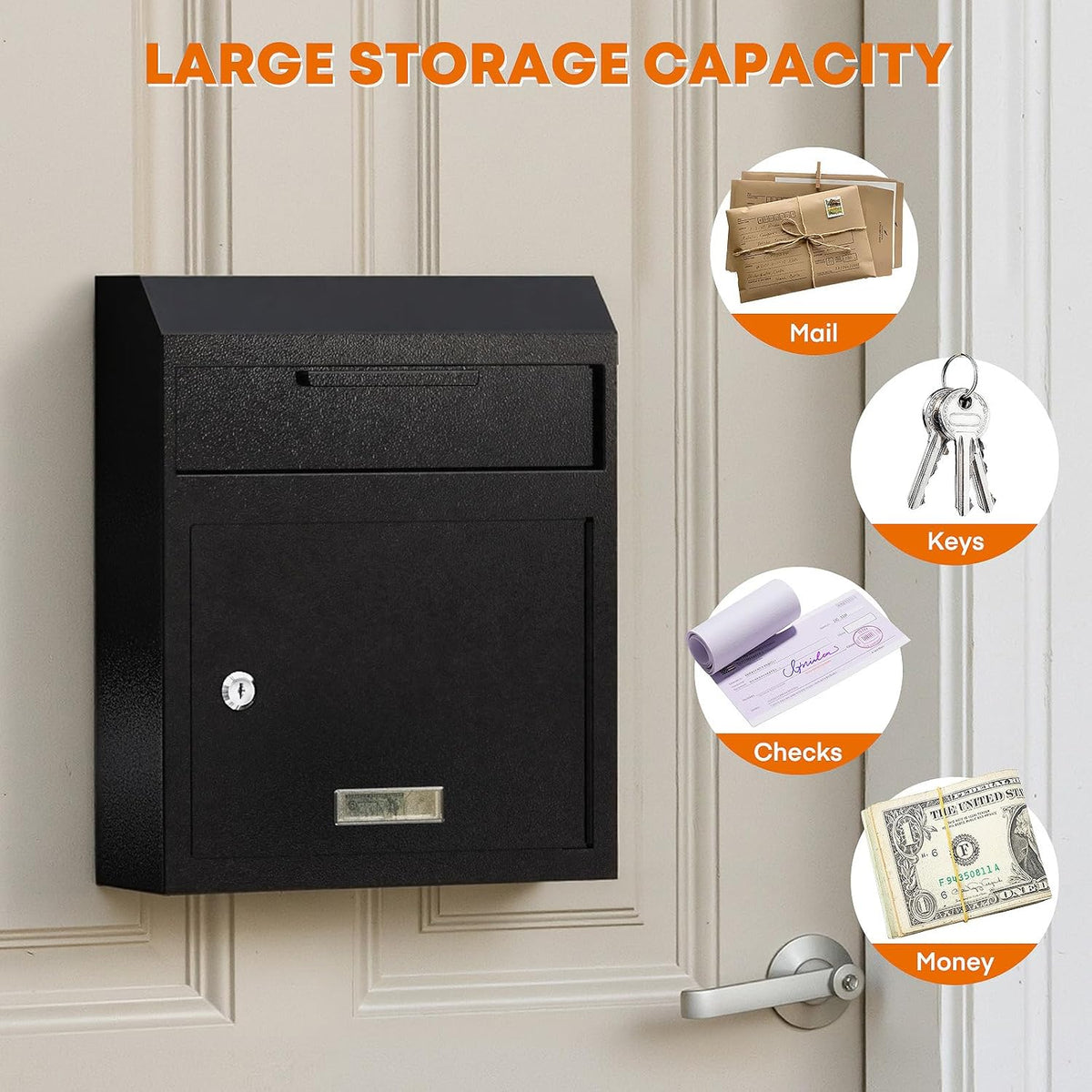 Wall‑Mount Locking Mailbox – rainproof outdoor installation detail