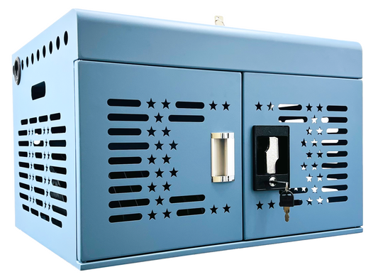 M-Y816AS-B - 16-Unit Charging Cabinet for Laptops & Tablets - Locking Laptop Storage Box for Classroom, Library, and Office - Cable Management, Charger Storage, and Ground Protection (Blue)