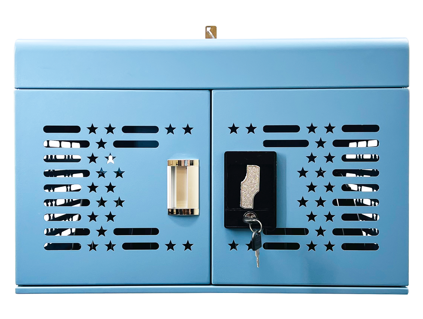 M-Y816AS-B - 16-Unit Charging Cabinet for Laptops & Tablets - Locking Laptop Storage Box for Classroom, Library, and Office - Cable Management, Charger Storage, and Ground Protection (Blue)