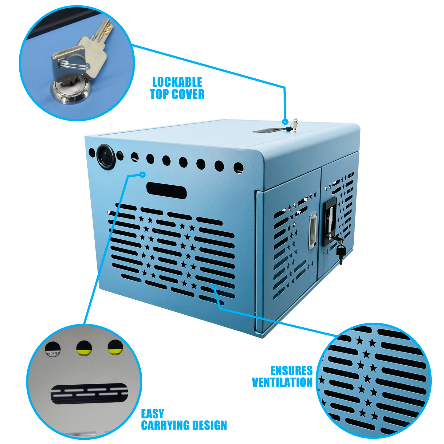 M-Y816AS-B - 16-Unit Charging Cabinet for Laptops & Tablets - Locking Laptop Storage Box for Classroom, Library, and Office - Cable Management, Charger Storage, and Ground Protection (Blue)
