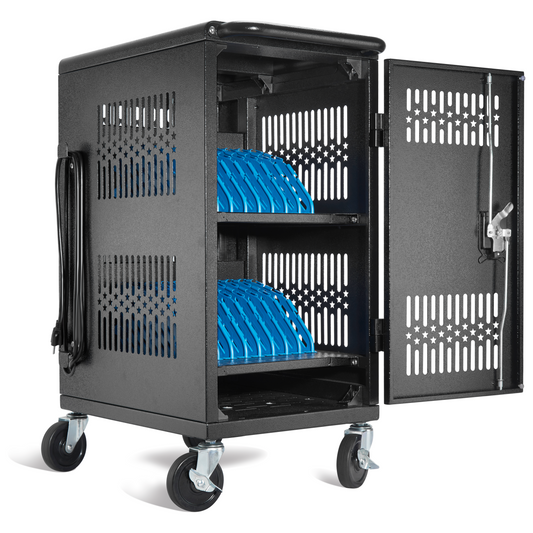 M-C20-H - Pre-Assembled American Style Heavy-Duty 20 Bay Laptop Charging Cart for School Classroom Storing and Charing 20 Chromebook, Laptop, and Tablet