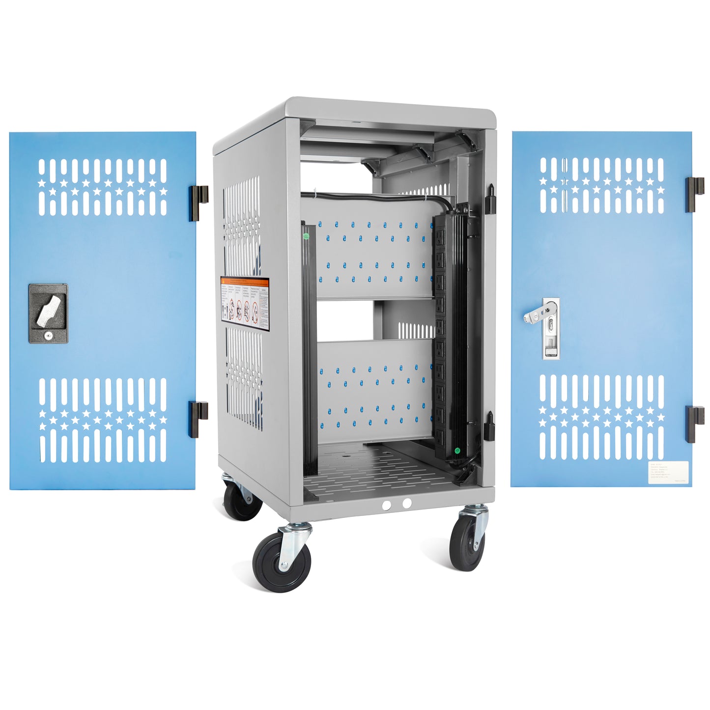 M-C20-T - 20 Bay mobile charging cart with storage for multiple Chromebook, laptop, kindle, iPad | Charging Station with Cable Management for classroom less assembly