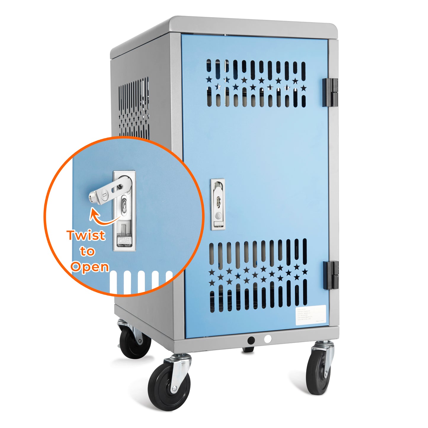 M-C20-T - 20 Bay mobile charging cart with storage for multiple Chromebook, laptop, kindle, iPad | Charging Station with Cable Management for classroom less assembly