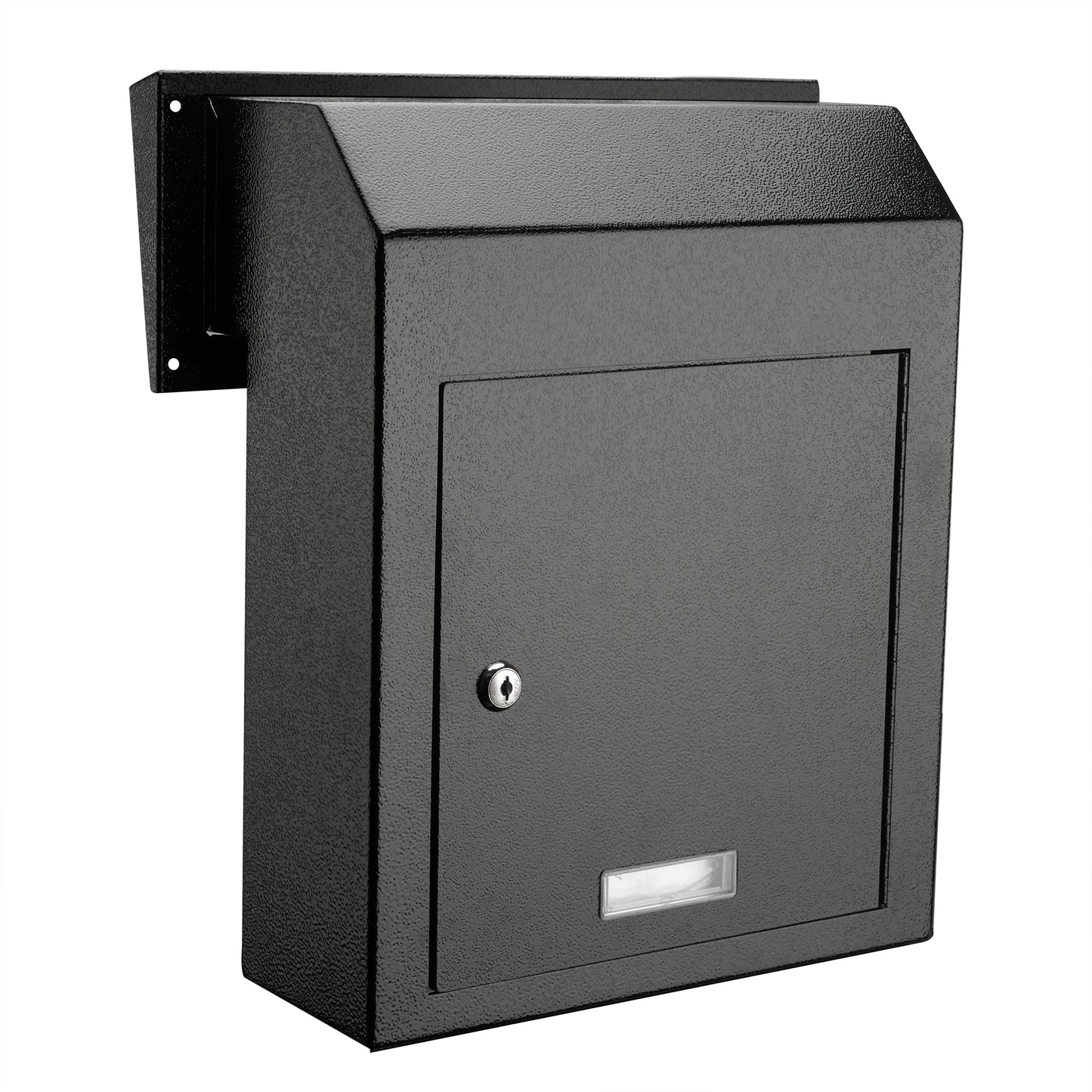 M-D1C-H - Through The Door Heavy Duty Locking Drop Box Safe Locking Deposit Drop Box, Rainproof Drop Box, Steel Mailbox for Depositing Mail, Keys, Rent Payments, Checks, Black