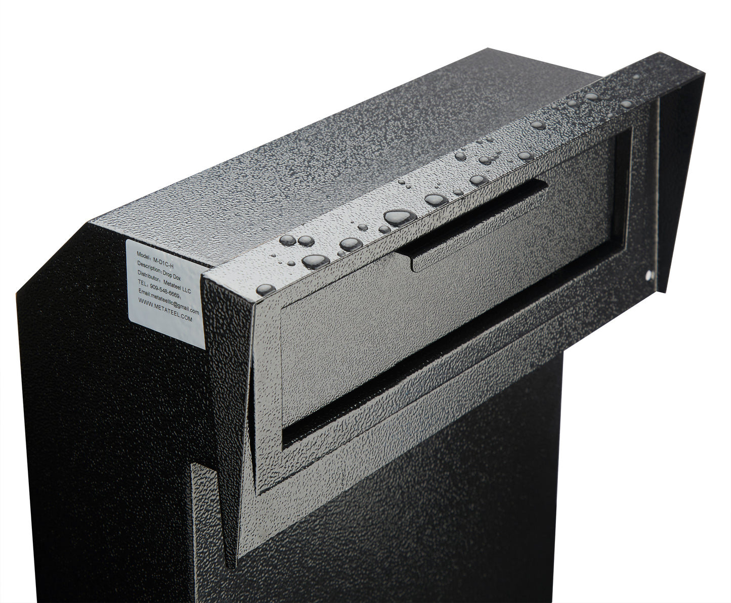 M-D1C-H - Through The Door Heavy Duty Locking Drop Box Safe Locking Deposit Drop Box, Rainproof Drop Box, Steel Mailbox for Depositing Mail, Keys, Rent Payments, Checks, Black