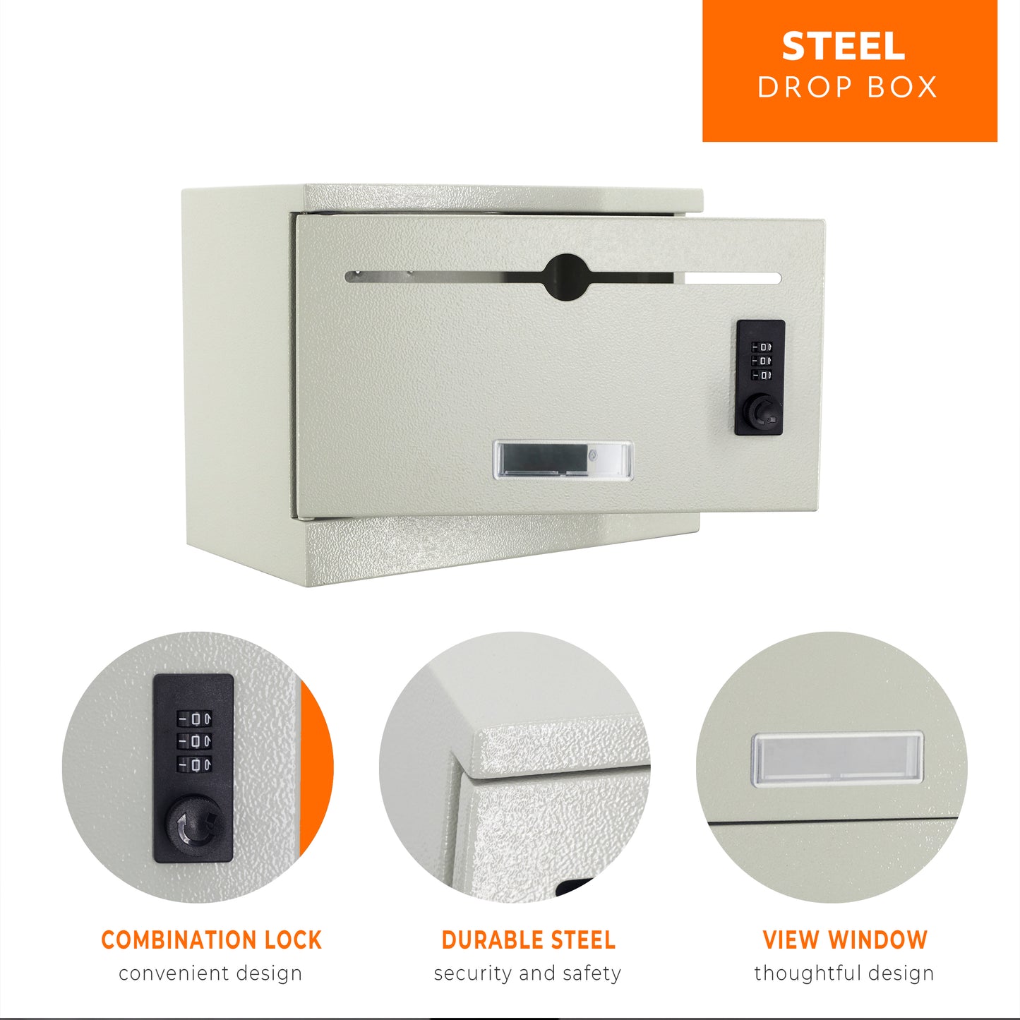 M-D22-G - Over-the-Door Heavy Duty Steel Drop Box,Specimen Containers,Payment Drop box, Key Drop Off Box, Night Drop Box,Height Adjustable Range of 6.5'', Removable Hinge for Optional Wall Mount