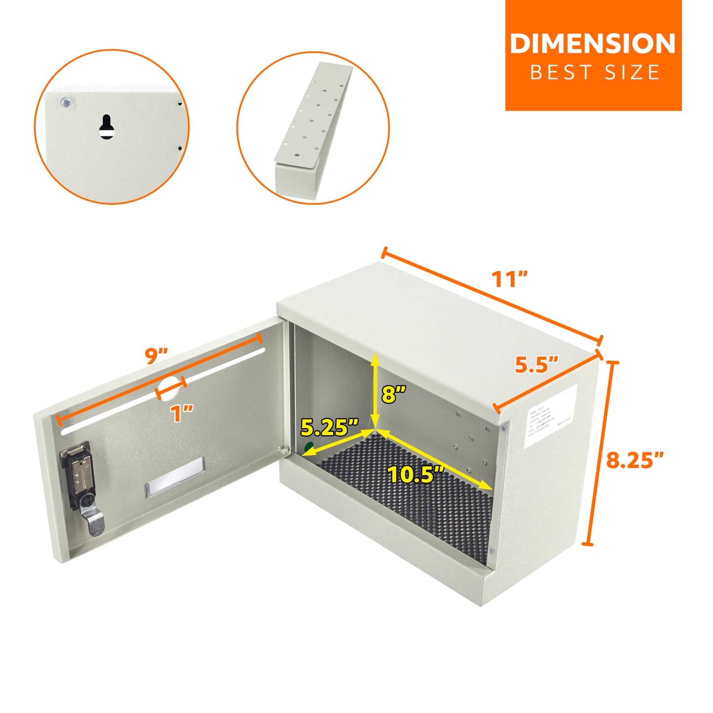 M-D22-G - Over-the-Door Heavy Duty Steel Drop Box,Specimen Containers,Payment Drop box, Key Drop Off Box, Night Drop Box,Height Adjustable Range of 6.5'', Removable Hinge for Optional Wall Mount