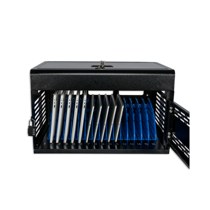 16-Devices Laptop Charging Cabinet – Locking, Removable Door, Cable Management