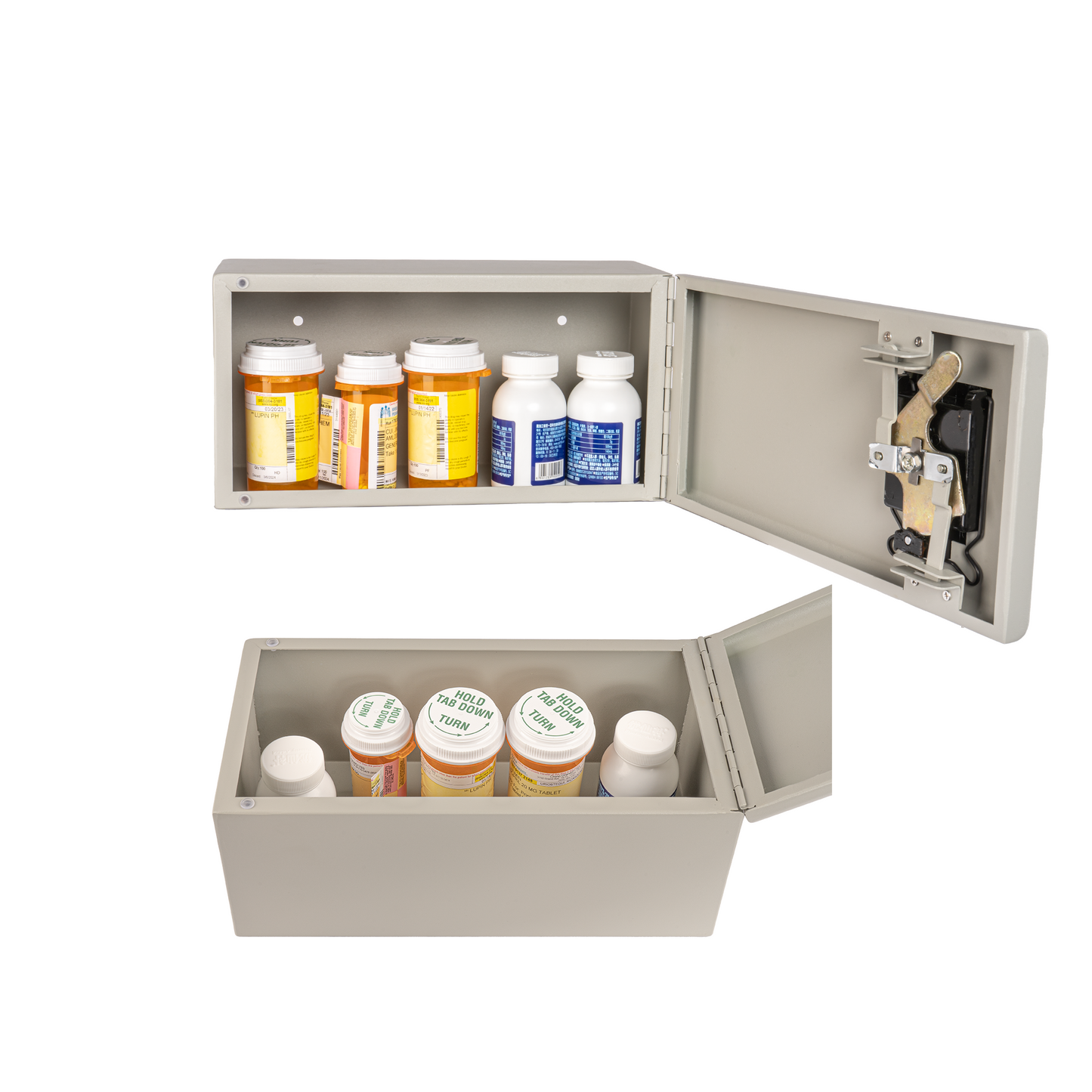 M-MC-5 - Medicine Lock Box for Medication Lock Box with Key - Wall Mounted Locking First Aid Medicine Cabinet, Secured Prescription Storage for Peace of Mind Around Kids at Home, School (White)
