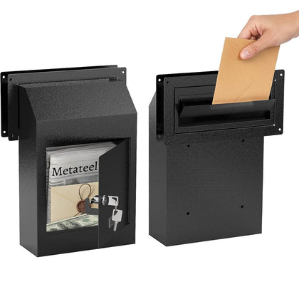 Door Drop Box with Lock and Rear Access – Steel Through-Door Mailbox