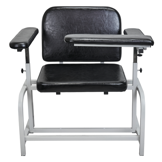 M-T10-H - Extra Large Padded Phlebotomy Chair with Adjustable Armrest and Steel Frame - Extra Large PU Leather Blood Drawing Chair for Hospital, Lab, and Medical Facilities