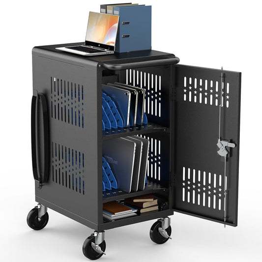 M-C20-H - Pre-Assembled American Style Heavy-Duty 20 Bay Laptop Charging Cart for School Classroom Storing and Charing 20 Chromebook, Laptop, and Tablet