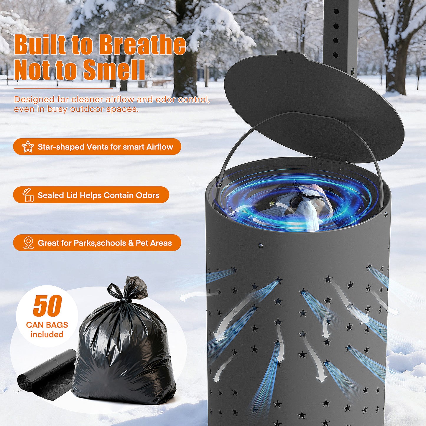 M-D37GK-H0 Black Dog Waste Station Outdoor, Pet Waste Disposal Station Rustproof Aluminum with 10 Gallon Trash Can, 600 Dog Poop Bags & 50 Liners for Parks, Trails, HOA Communities, Backyards