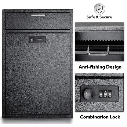 Wall Mounted Combination Lock Box – Extra Large Heavy Duty Steel, Theft Proof Mailbox