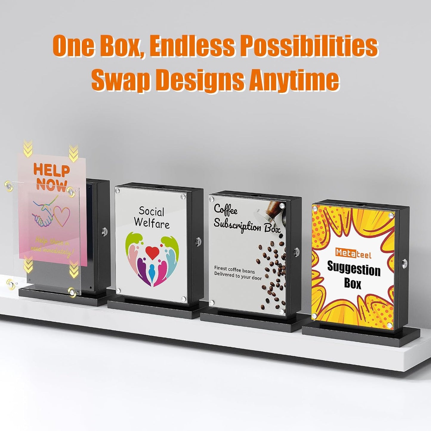 M-D7-H - Suggestion Box with Lock with Wall Mount Option - Use as Offering Box, Tithe Box, Prayer Request Box, Tip Box with Lock, Donation Box and Ballot Box