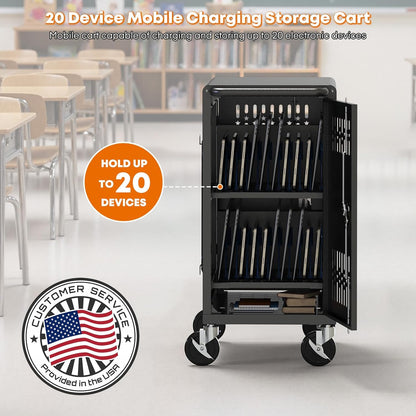20-Bay Heavy Duty Laptop Charging Cart – Pre-Assembled, For Schools & Classrooms
