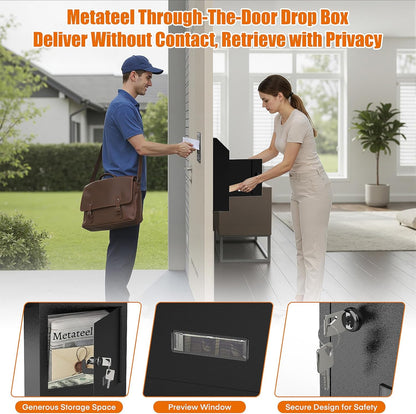 Door Drop Box with Lock and Rear Access – Steel Through-Door Mailbox