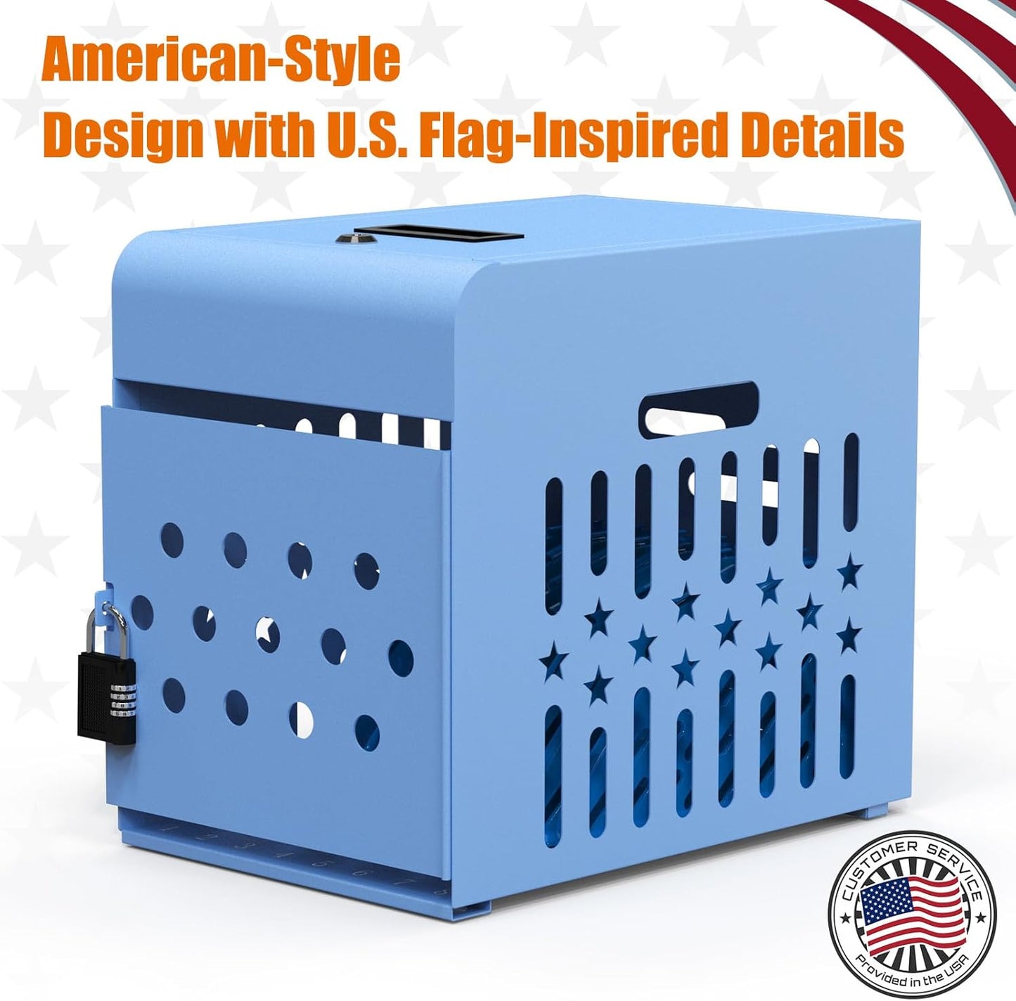 M-C8-B - 8 Tablet Charging Station Lock Box - Fits 14" Screen, Steel Case & Lockable Door, & 2 Keys Included - For Chromebook, Laptop,and Tablets - Ideal for Offices, Classrooms, & Hospitals (Blue)