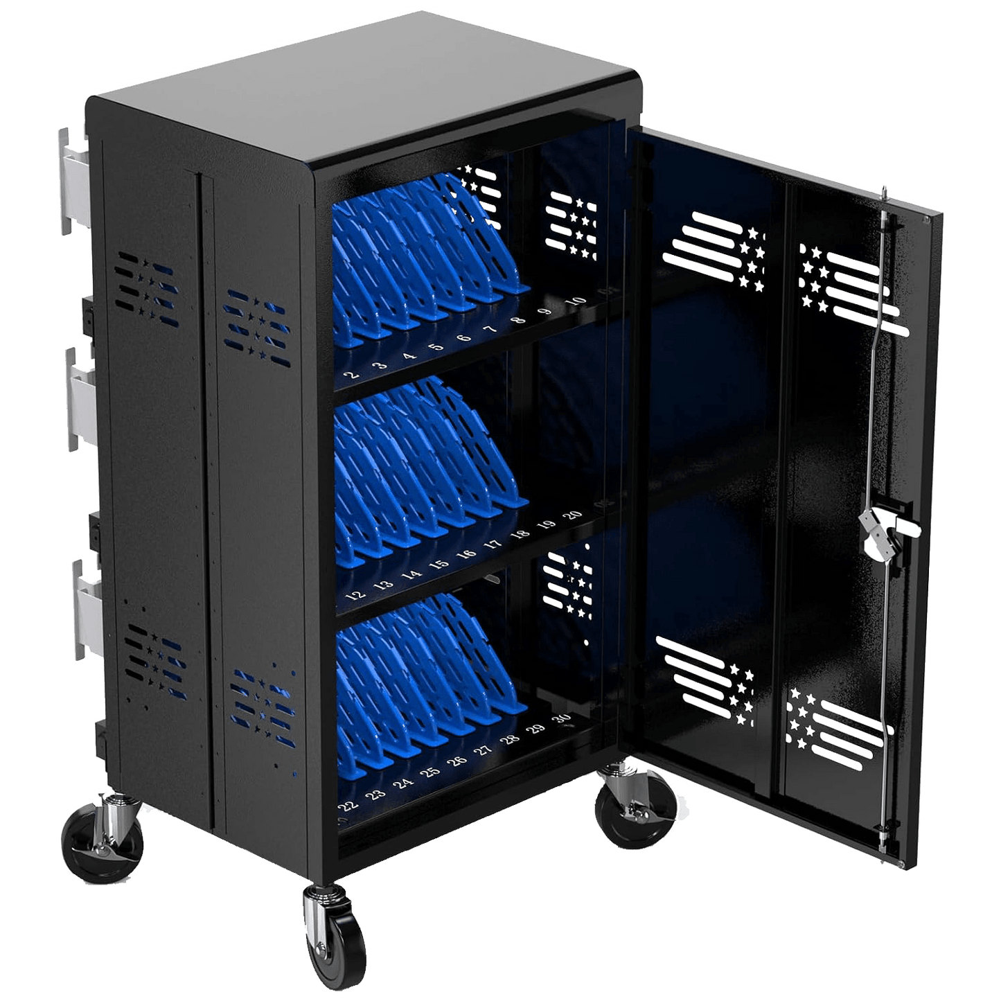 30-Device Laptop & Chromebook Charging Cart | Lockable Mobile Charging Station for K-12 Schools