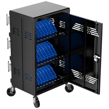 30-Device Laptop & Chromebook Charging Cart | Lockable Mobile Charging Station for K-12 Schools