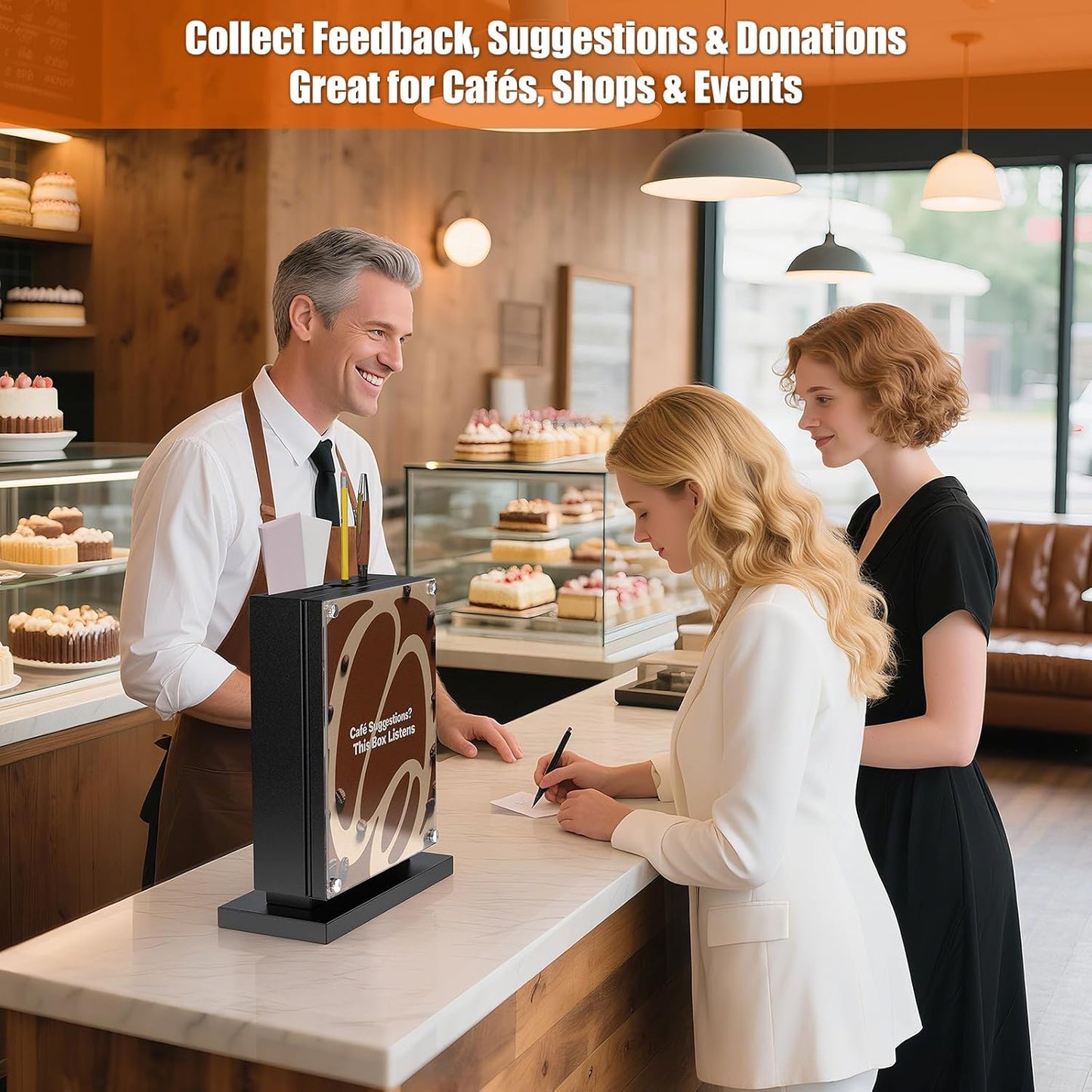 M-D7-H - Suggestion Box with Lock with Wall Mount Option - Use as Offering Box, Tithe Box, Prayer Request Box, Tip Box with Lock, Donation Box and Ballot Box