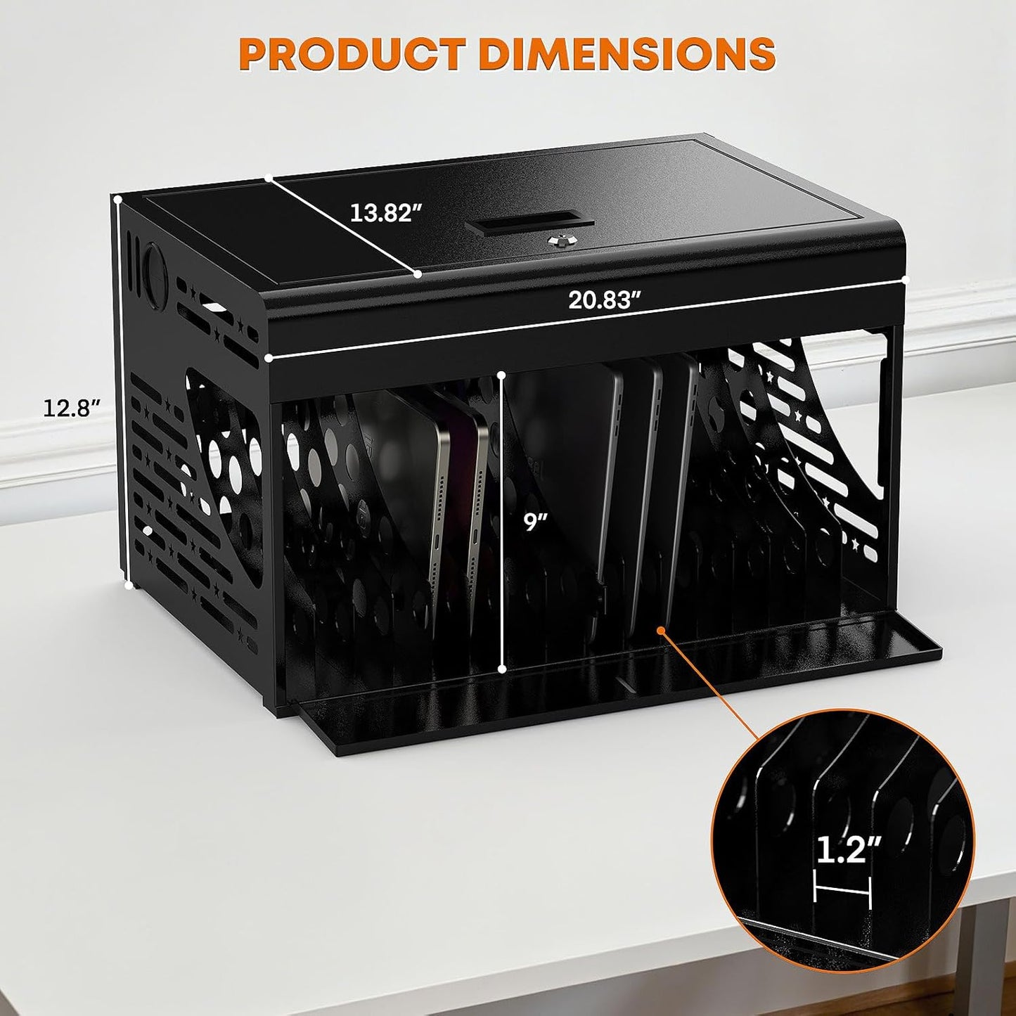 16-Bay Locking Charging Cabinet for Laptops & Chromebooks – Fits Devices up to 14-inch , Cable Management
