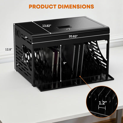16-Bay Locking Charging Cabinet for Laptops & Chromebooks – Fits Devices up to 14-inch , Cable Management
