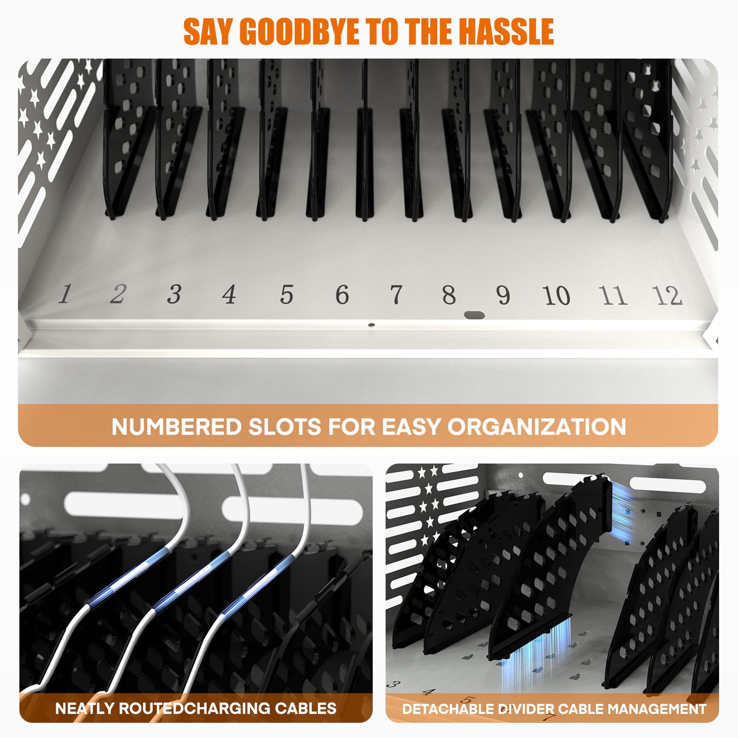12-Device Charging Cabinet -Lockable Charging Station for iPad, Chromebook,Laptop&Tablet