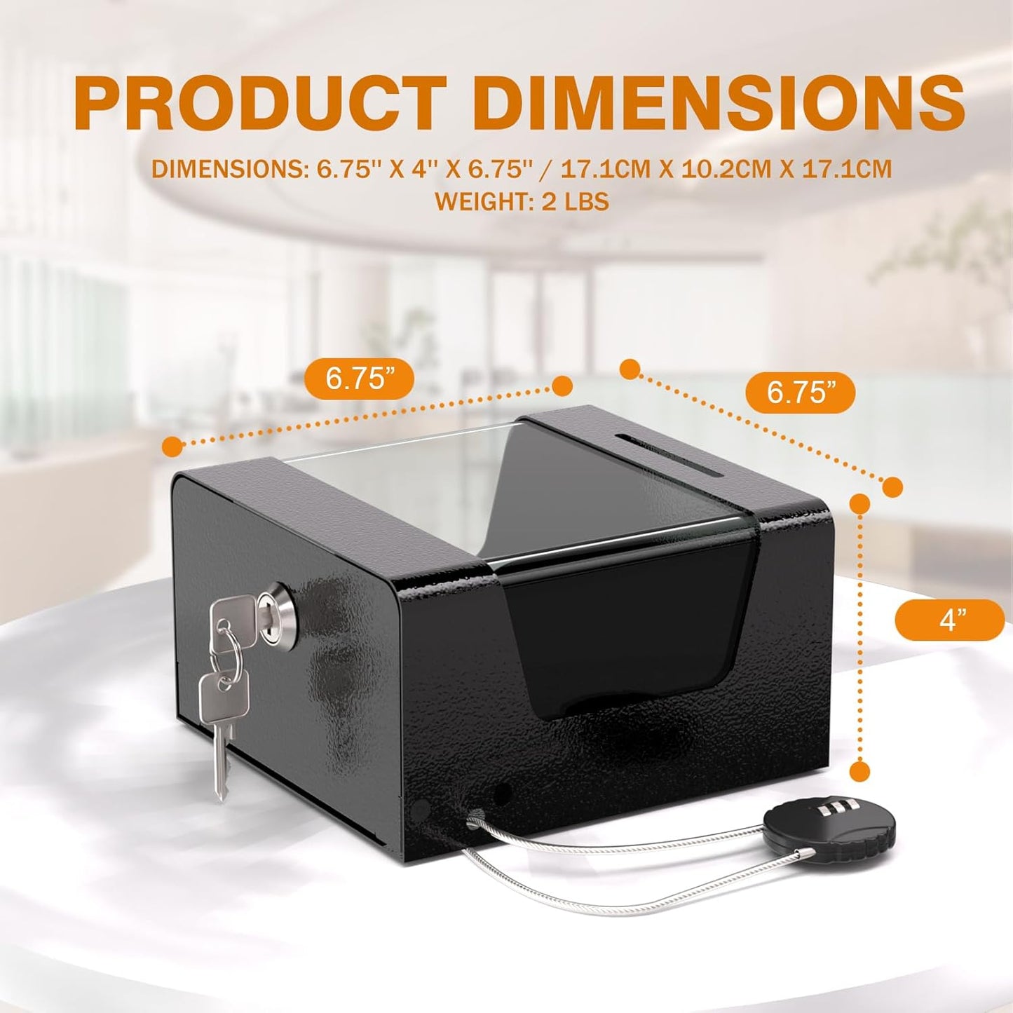 Steel Locking Tip Box – Heavy Duty with Combination Cable Lock for Donations & Suggestions
