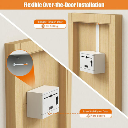 Over-the-Door Steel Drop Box – Height Adjustable, Removable Hinge, Optional Wall Mount