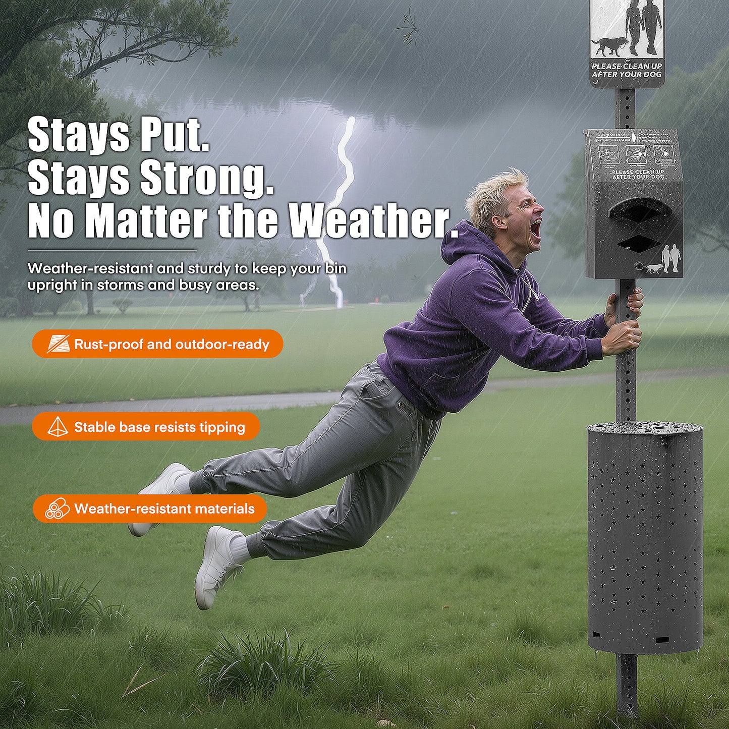 M-D37GK-H0 Black Dog Waste Station Outdoor, Pet Waste Disposal Station Rustproof Aluminum with 10 Gallon Trash Can, 600 Dog Poop Bags & 50 Liners for Parks, Trails, HOA Communities, Backyards