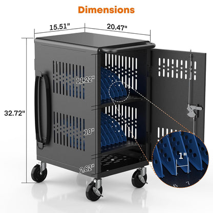 20-Bay Heavy Duty Laptop Charging Cart – Pre-Assembled, For Schools & Classrooms
