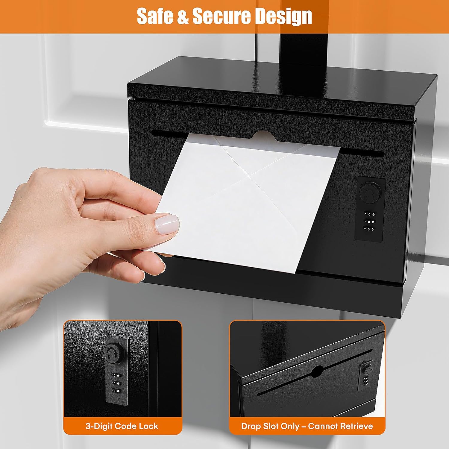 Over-the-Door Steel Drop Box with Adjustable Height and Removable