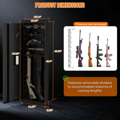45-Inch In-Wall Gun Safe – Between-Studs, Electronic Keypad, Adjustable Shelves, Heavy Duty Steel